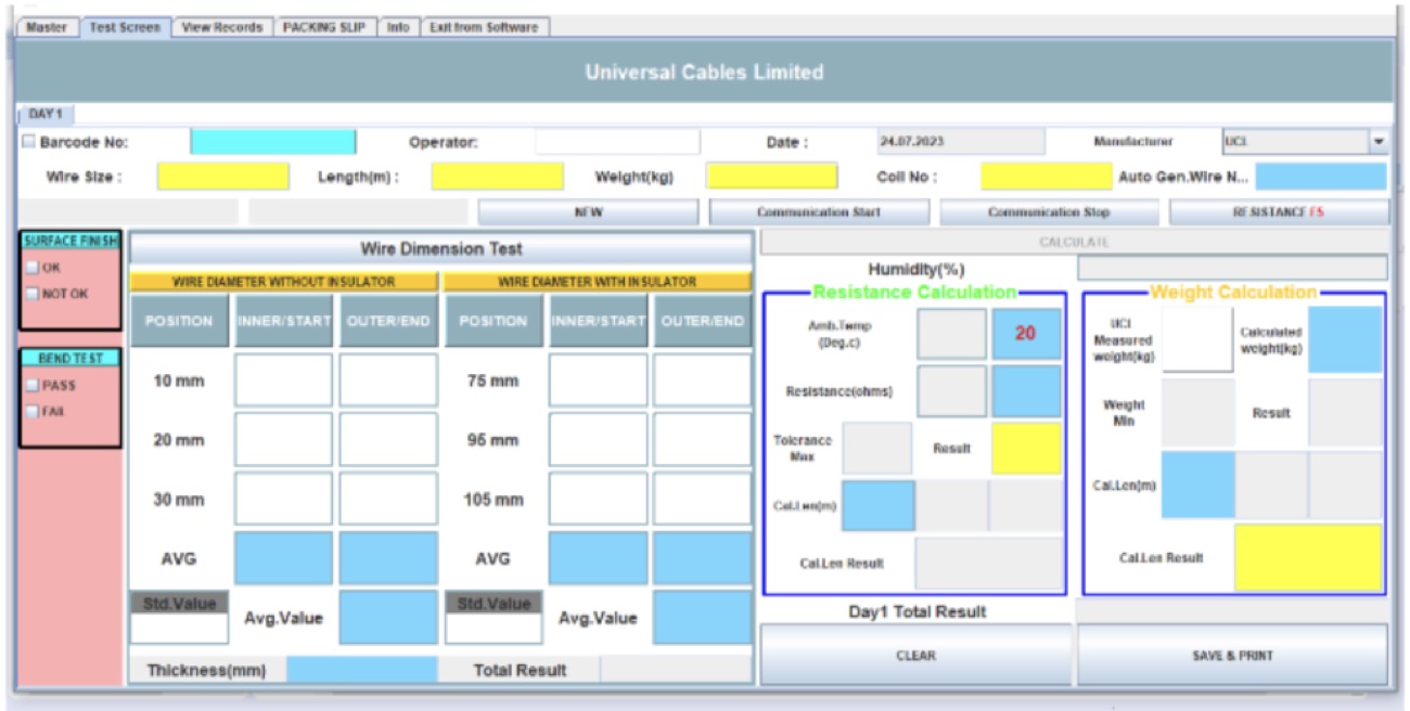 Wire test software